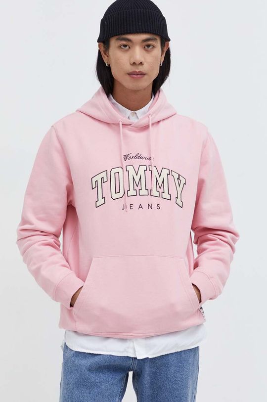 Хлопковая толстовка Tommy Jeans, розовый