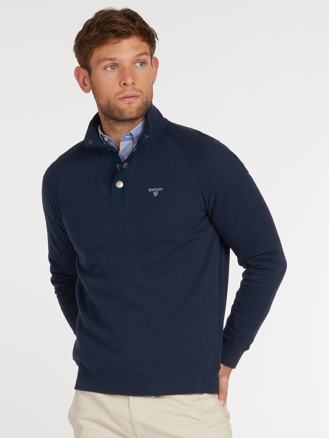 

Джемпер с полукнопками Barbour реглан, темно-синий