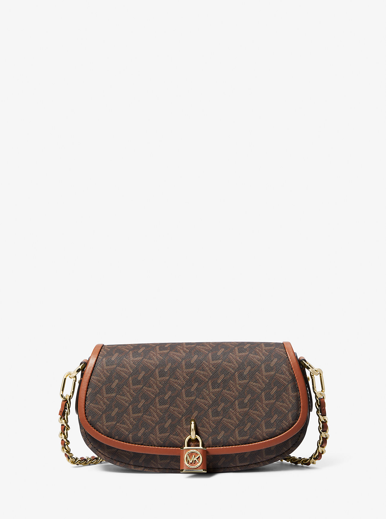 Маленькая сумка через плечо Mila Empire Signature с логотипом Michael Kors, коричневый
