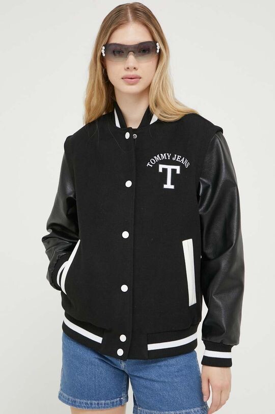 

Бомбер из смесовой шерсти Tommy Jeans, черный