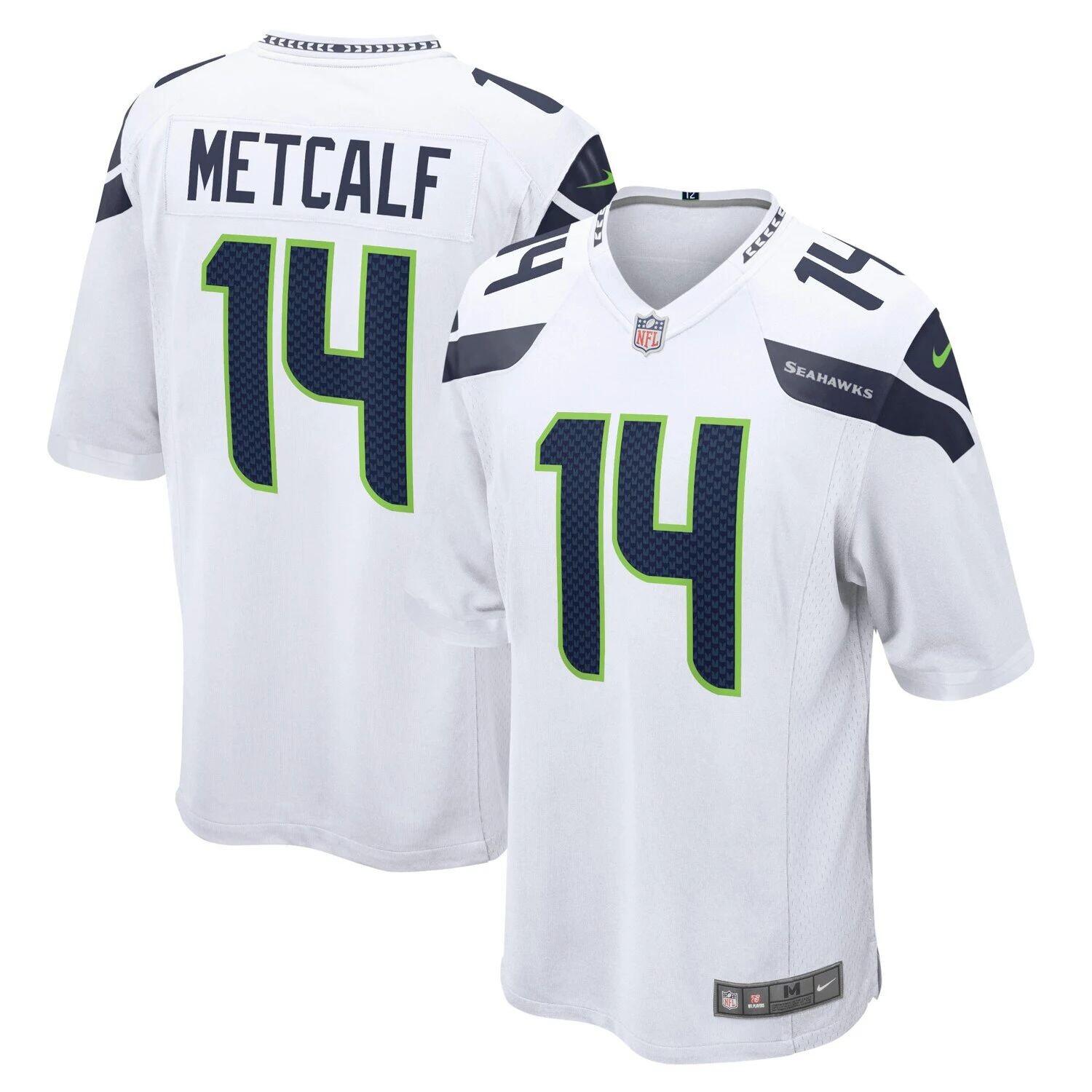 

Мужское белое игровое джерси Сиэтл Сихокс DK Metcalf Nike, Белый