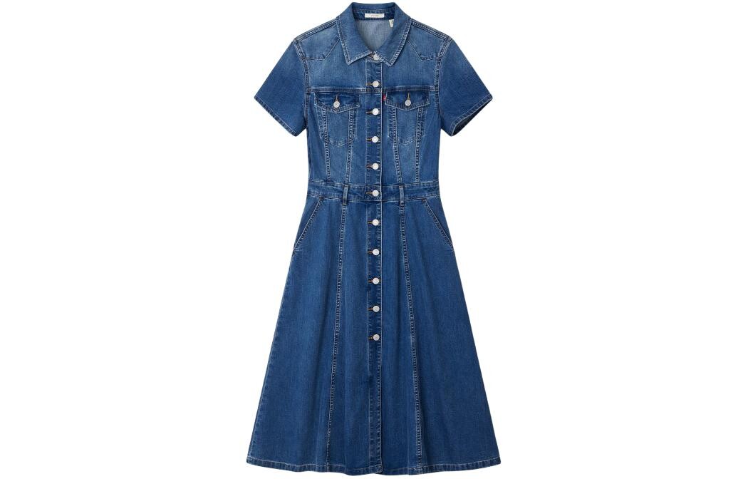 

Платье с короткими рукавами женское джинсовое синее Levi’S