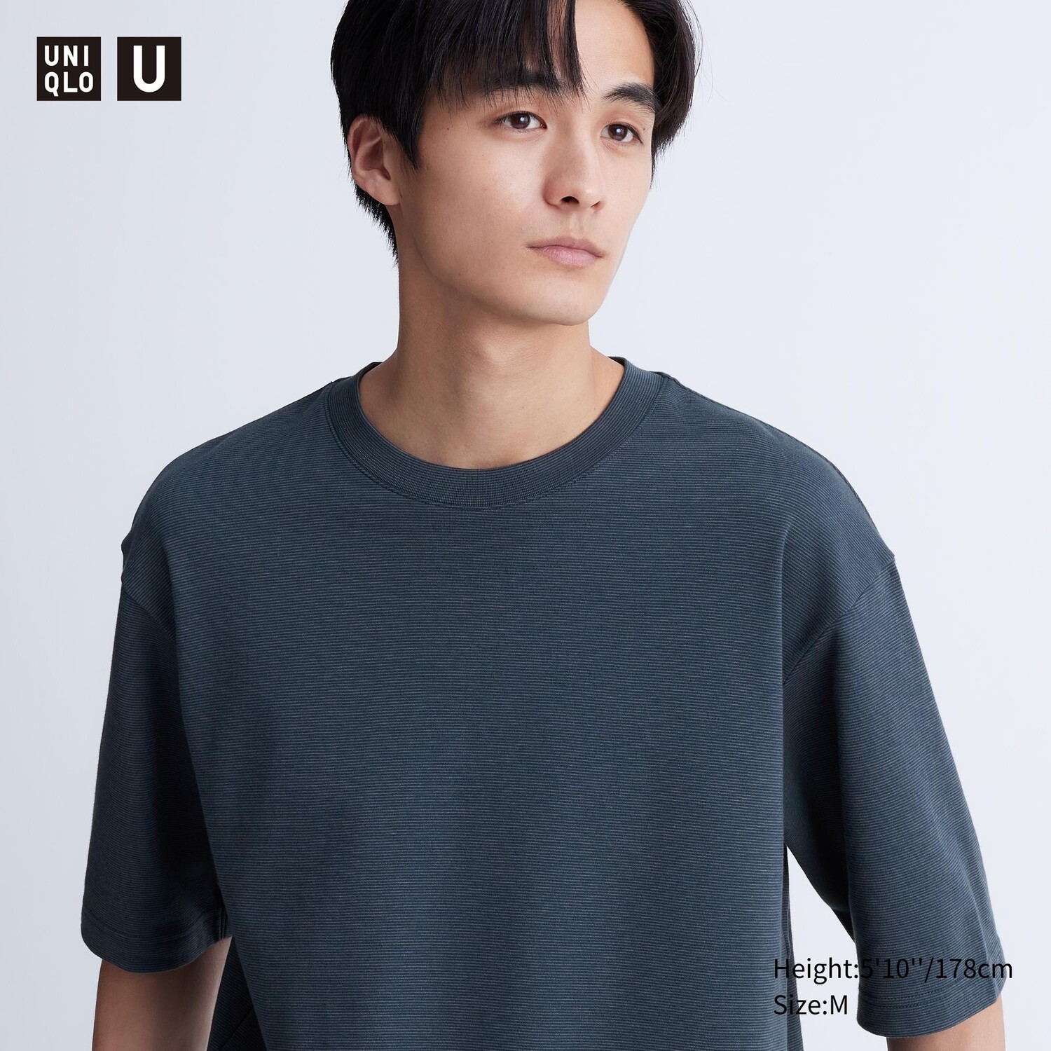 

Футболка оверсайз Uniqlo AIRism U в полоску, синий