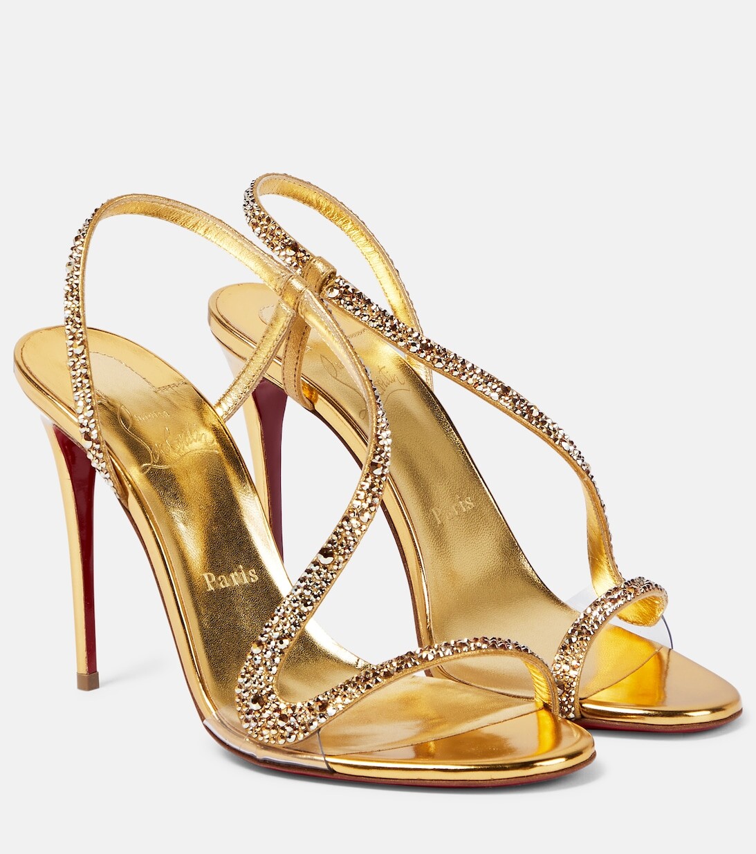 

Босоножки Rosalie Strass с декором Christian Louboutin, золотой