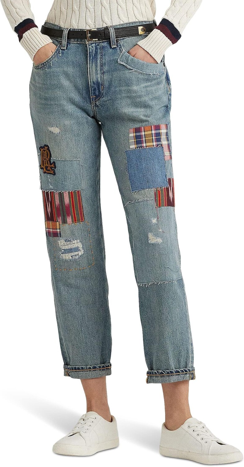 

Джинсы Petite Patchwork Relaxed Tapered Jeans in Skye Wash LAUREN Ralph Lauren, цвет Skye Wash