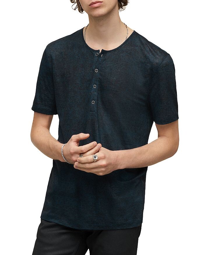 

Torrance Mercerized Linen Абстрактный спрей-принт Henley John Varvatos, Черный