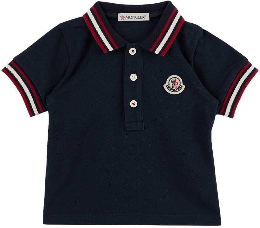 

Голубая рубашка-поло в полоску синяя Moncler Enfant