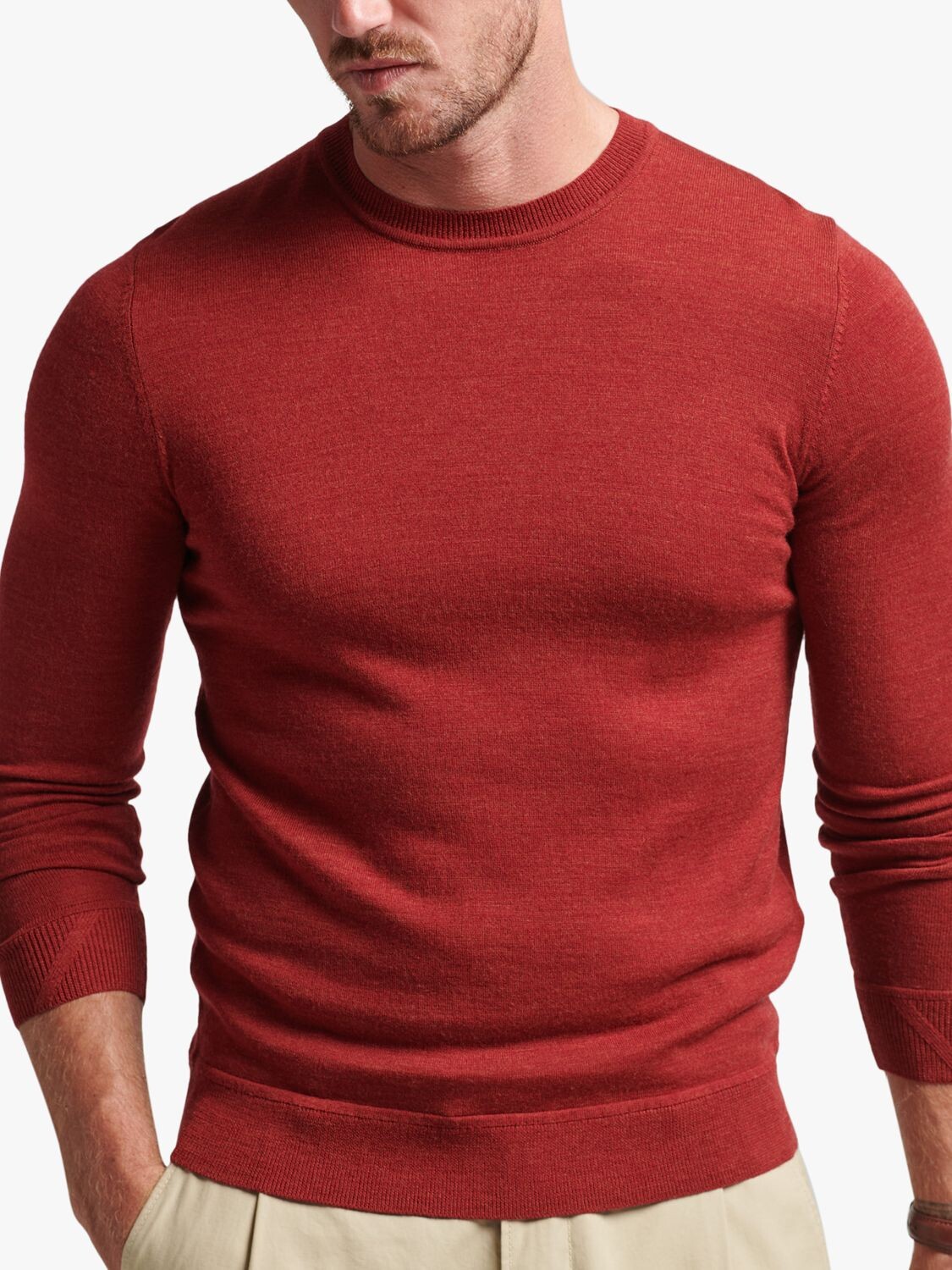 

Джемпер с круглым вырезом Superdry из мериносовой шерсти, цвет Furnace Red Marl