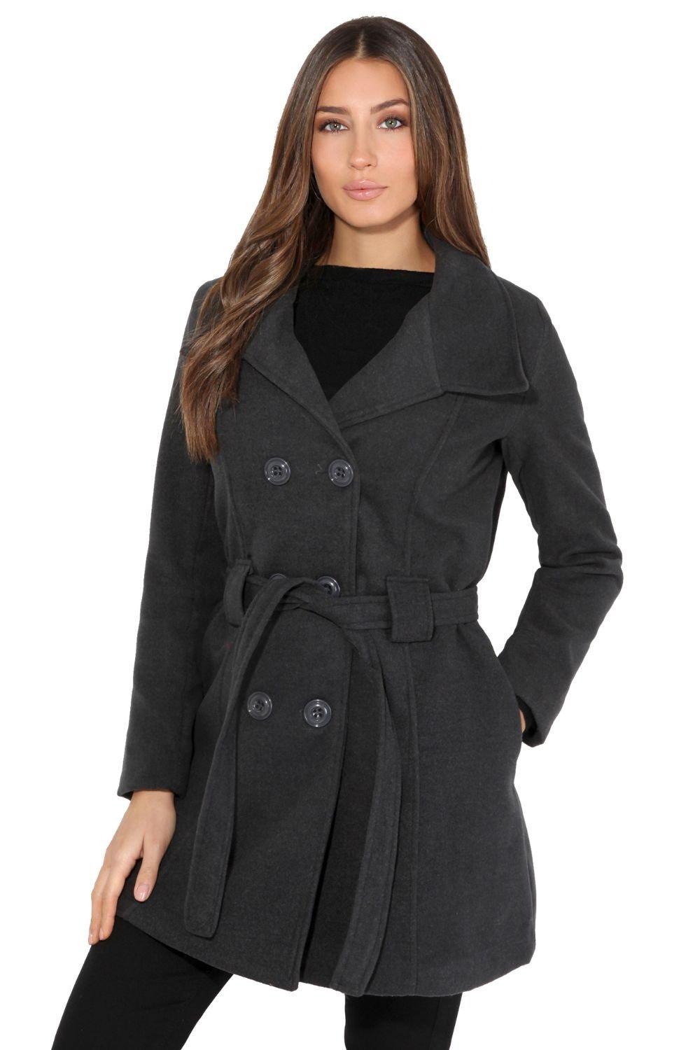 цена Двубортное зимнее пальто с поясом KRISP, серый