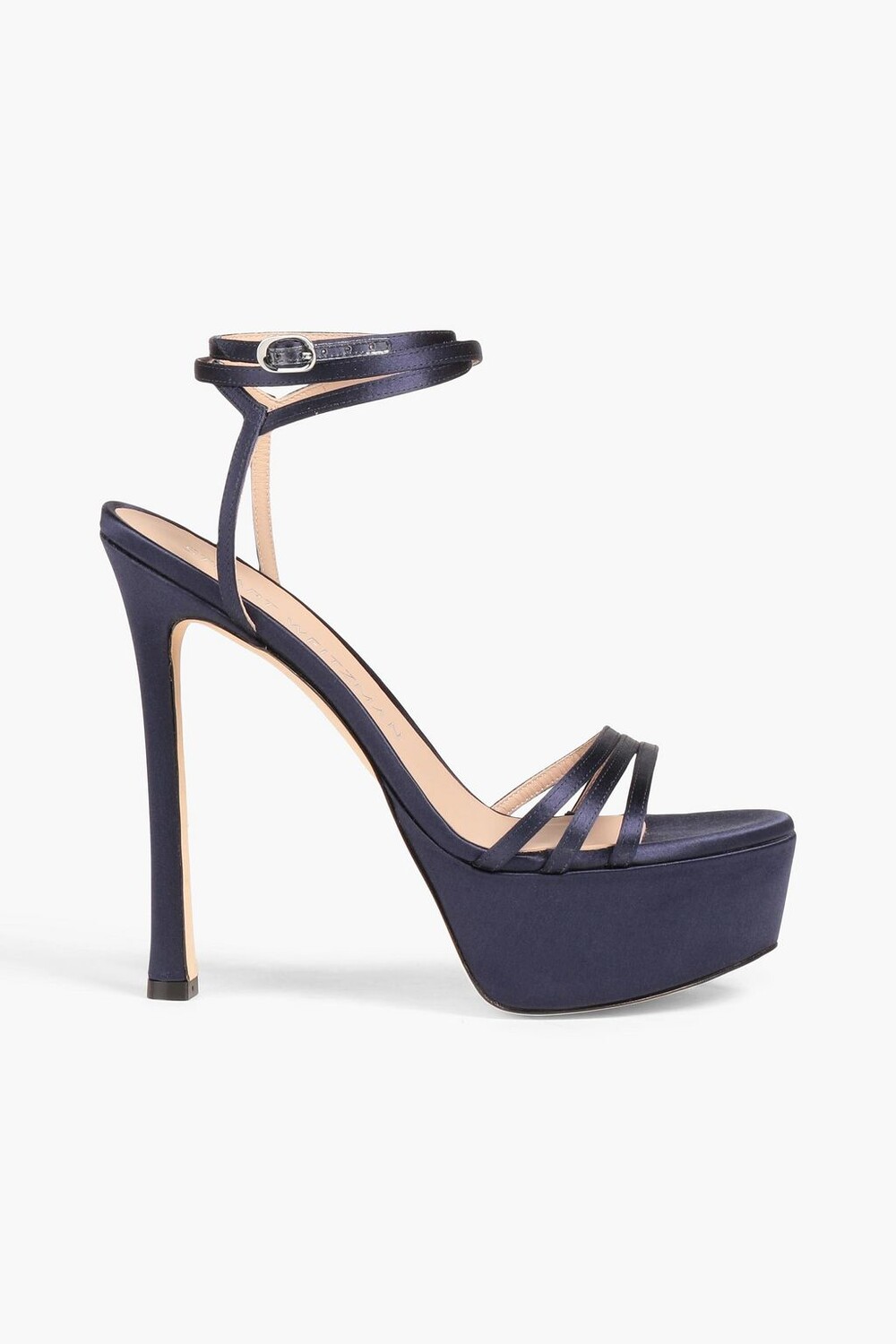 

Атласные босоножки на платформе Soiree 145 STUART WEITZMAN, нави
