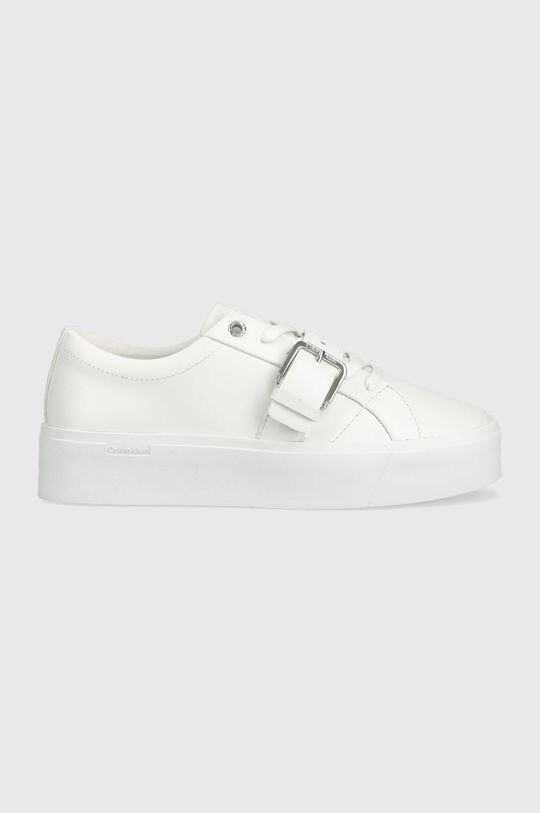 

Кожаные кроссовки Flatform Cupsole Lace Up Calvin Klein, белый