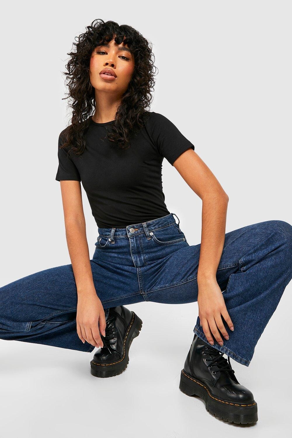

Базовое боди с короткими рукавами boohoo, черный