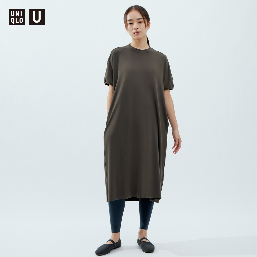 

Женское платье Uniqlo с коротким рукавом, оливковый
