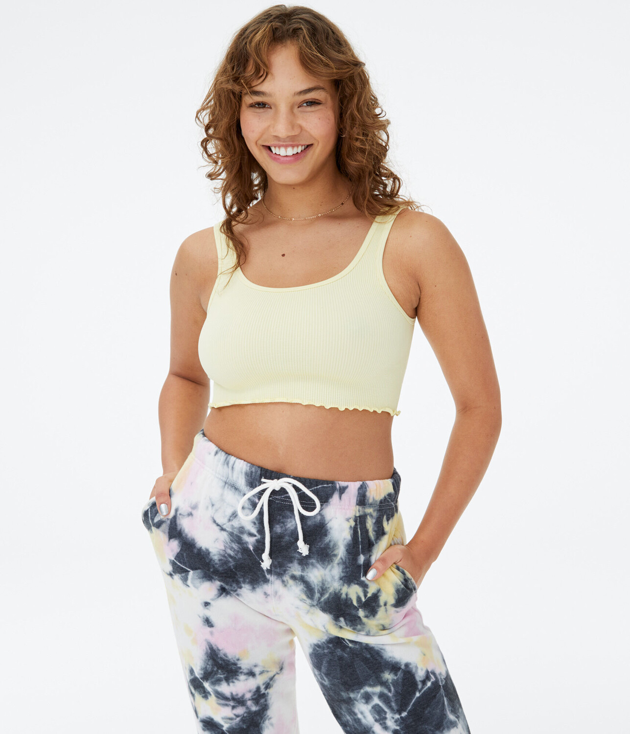 

Бесшовная укороченная майка с круглым вырезом Acid Wash Aeropostale, желтый