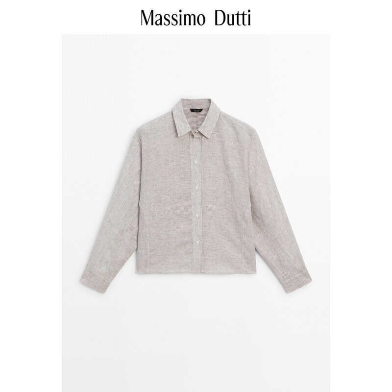 

Рубашка женская Massimo Dutti 2024 в элегантном стиле, коричневый
