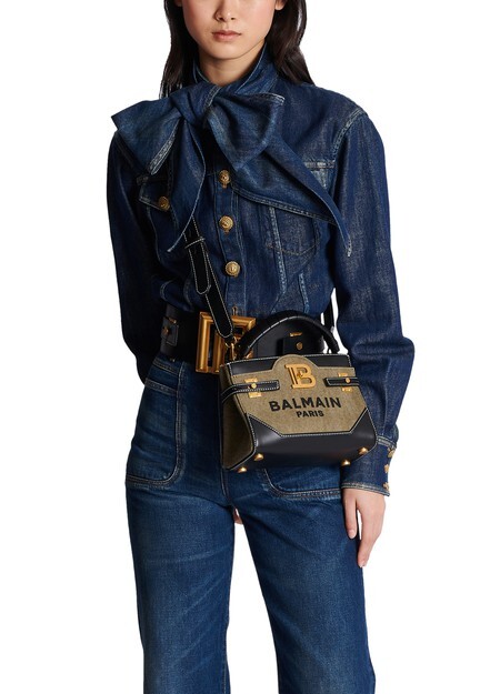 

Сумка B-Buzz Top Handle 22 из парусины и кожи Balmain, темно-зеленый