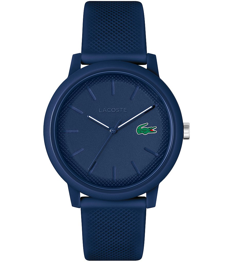 цена Мужские кварцевые аналоговые синие силиконовые часы Lacoste 12.12, синий