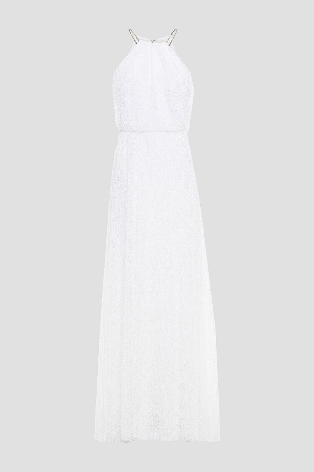 

Платье макси из кружева со сборками и крючком. MICHAEL MICHAEL KORS, белый