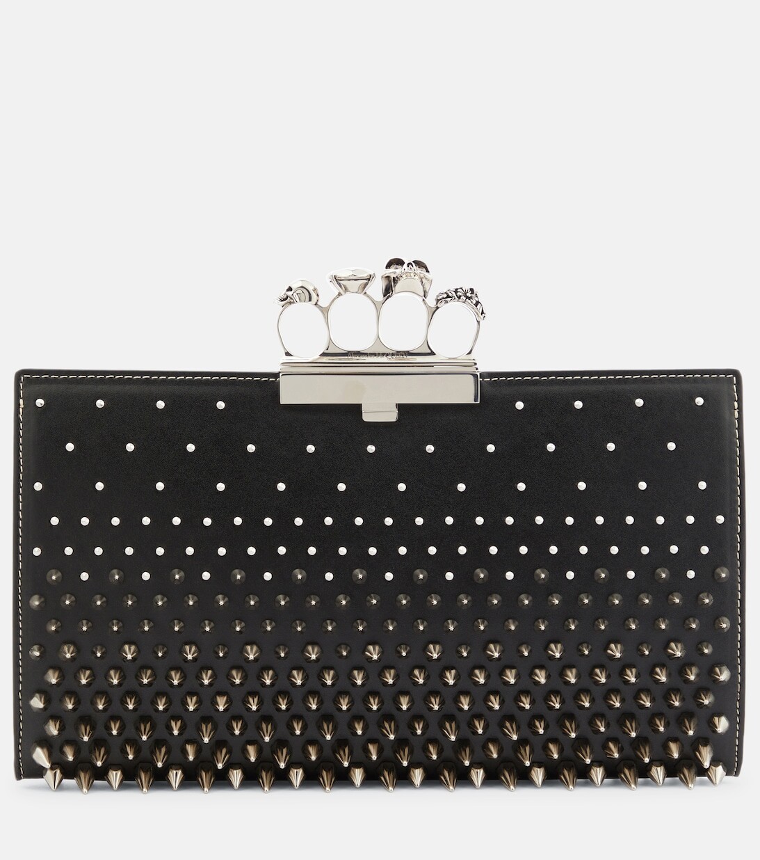 

Плоский кожаный клатч Jeweled с заклепками Alexander McQueen, черный