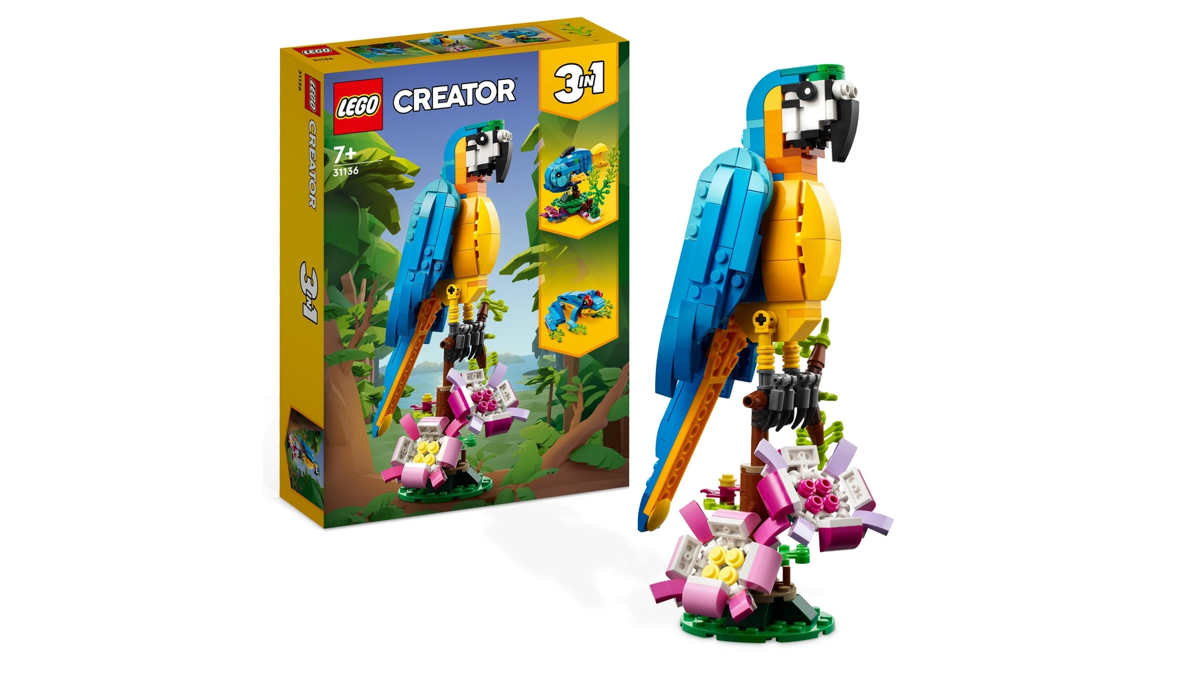 Lego Creator 3in1 Набор игрушек с экзотическими животными-попугаями lego creator 3in1 низкорамный грузовик с вертолетом
