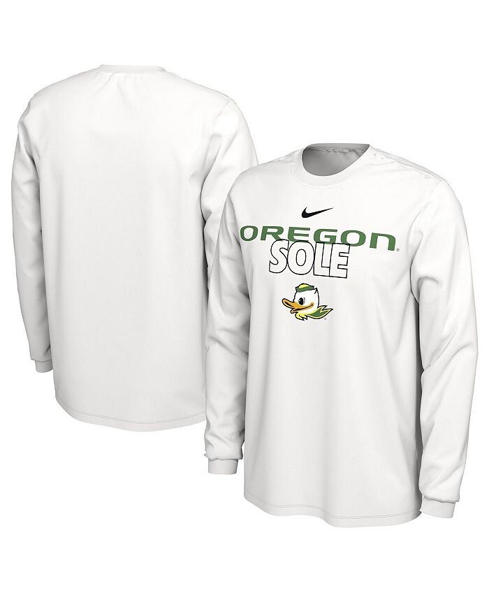 

Мужская белая футболка с длинным рукавом Oregon Ducks On Court Nike, белый
