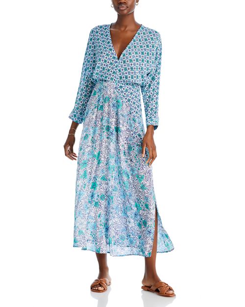 Платье макси с цветочным принтом Ilona Poupette St. Barth, цвет Blue