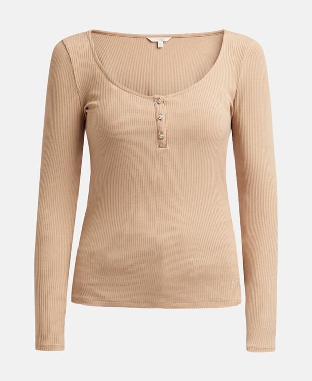 

Топ с длинными рукавами Guess, серо-коричневый