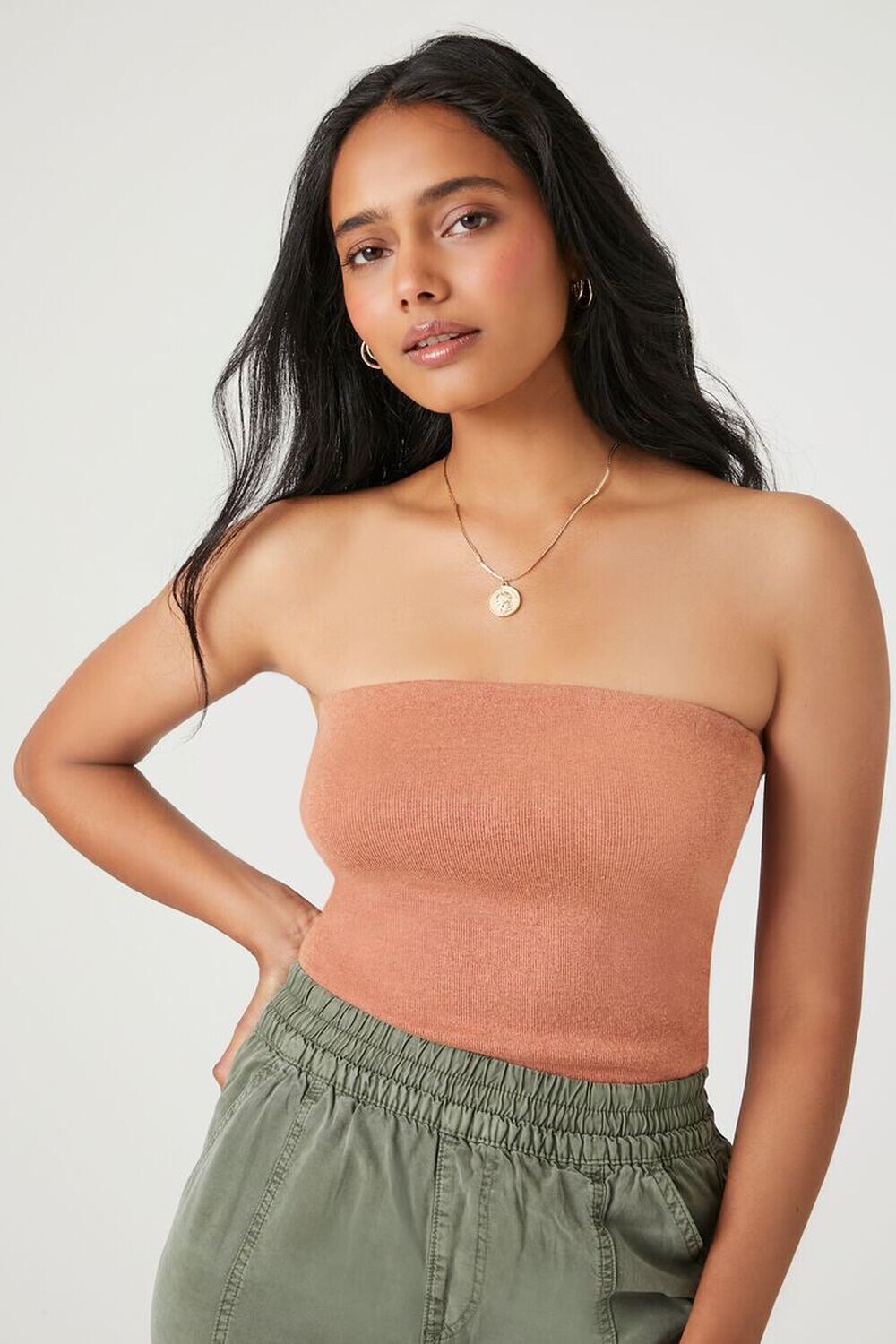 

Боди прямого кроя Forever 21, ржавый