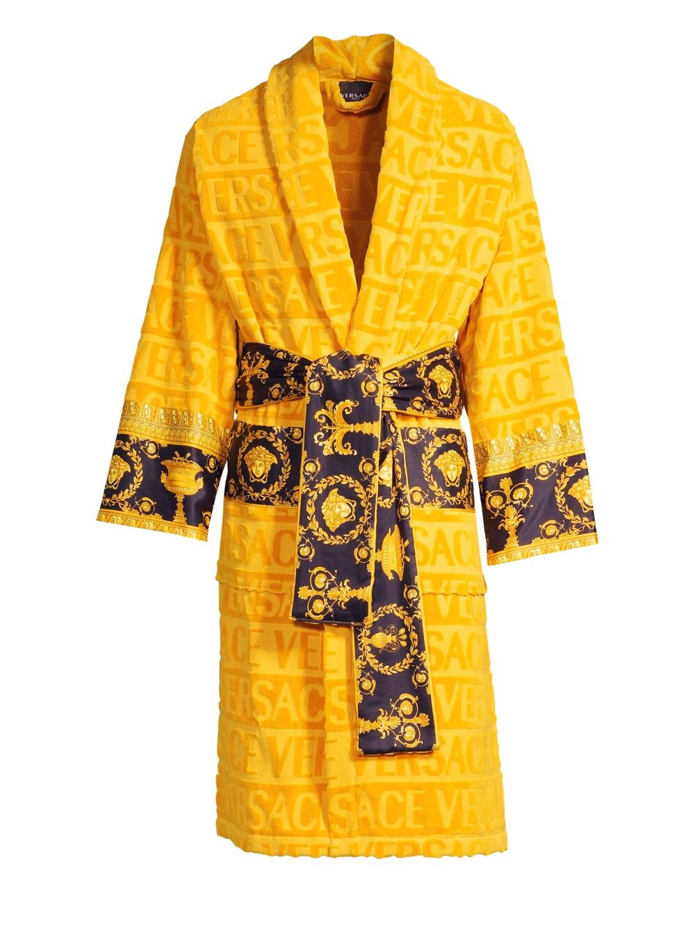

Банный халат с логотипом в стиле барокко Versace, золотой