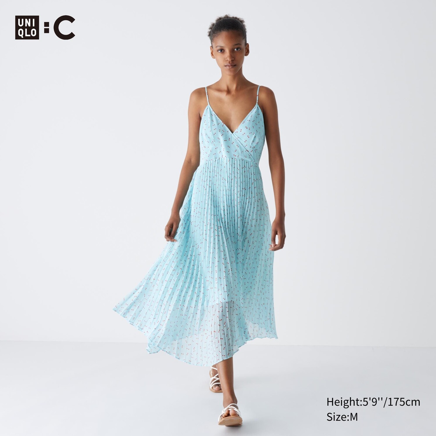

Платье со склисами с принтом UNIQLO, синий