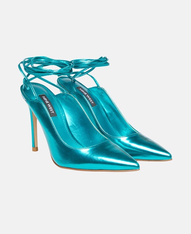 

Туфли со шнуровкой по икре. Nine West, бирюзовый