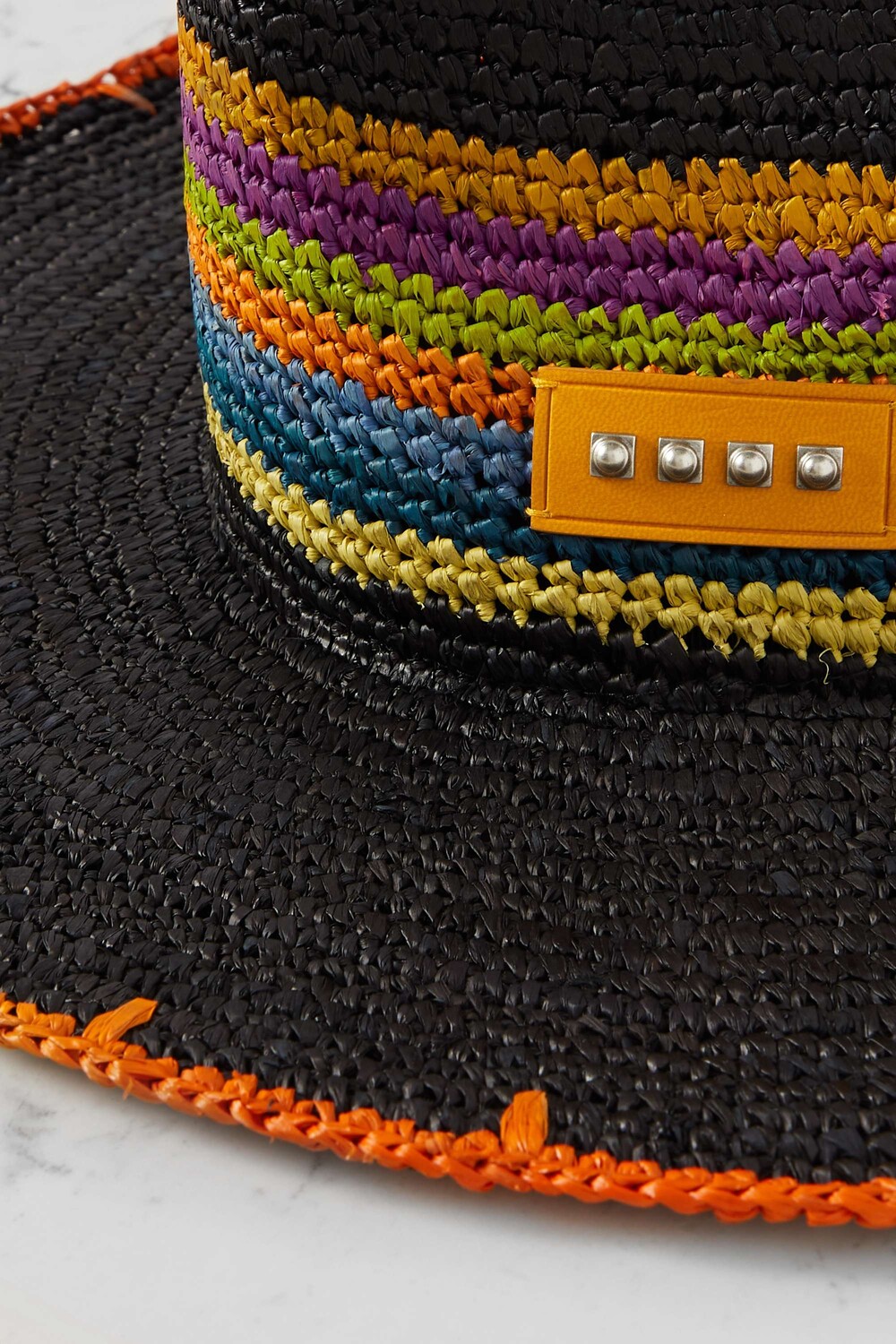 

ETRO Украшенная полосатая шляпа из рафии, черный