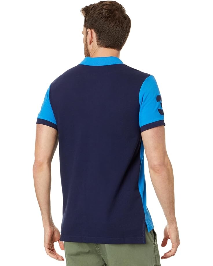 

Поло U.S. POLO ASSN. Short Sleeve Slim Fit Sash Front Pique Knit Polo Shirt, цвет French Blue