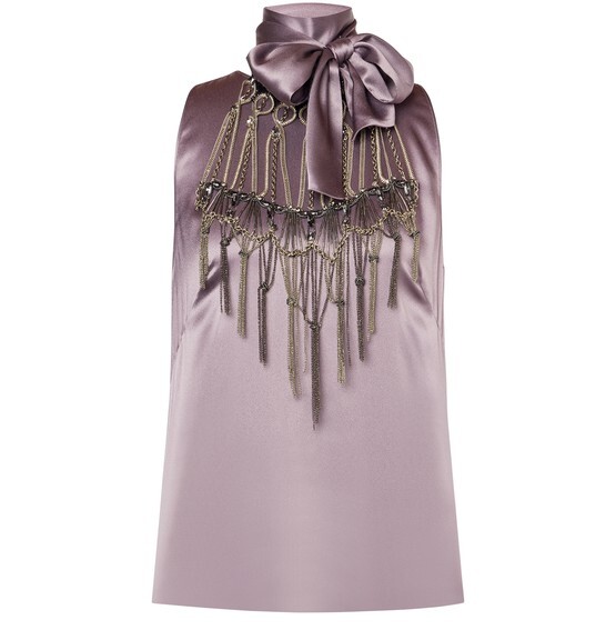 

Атласный топ с вышивкой-колье Alberta Ferretti