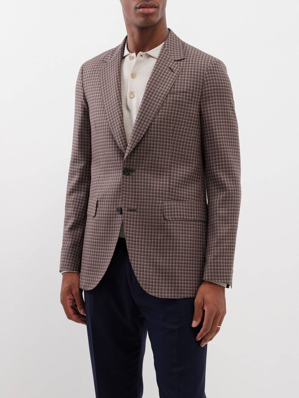 

Однобортный пиджак из шерсти в клетку Paul Smith, коричневый