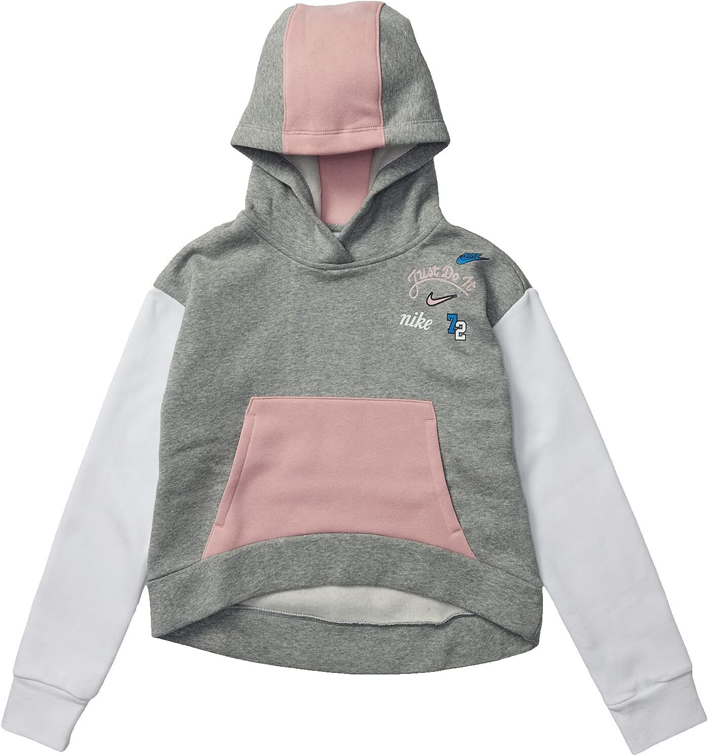 

Худи Nike NSW Club Fleece Pullover Hoodie, цвет Dark Grey Heather/Pink Glaze/White