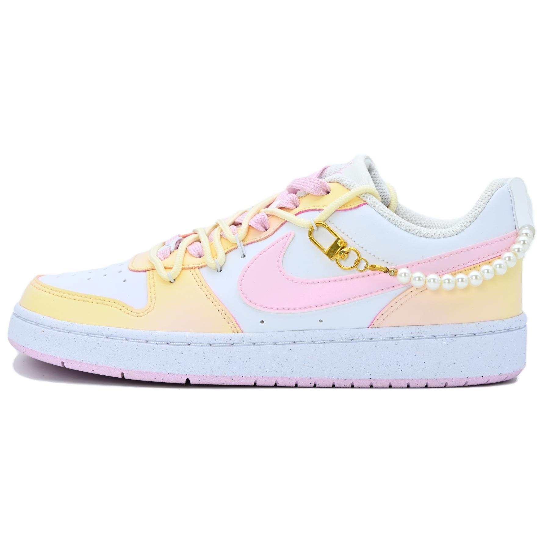 

Кроссовки Nike Court Borough Skateboarding Shoes Women's Low-top Pink/Yellow, розовый