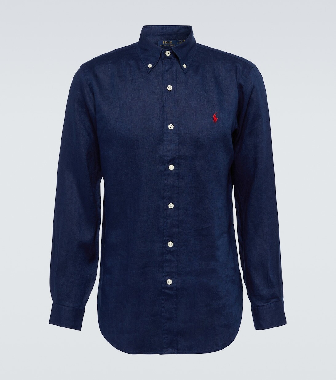 

Тонкая льняная рубашка Polo Ralph Lauren, синий