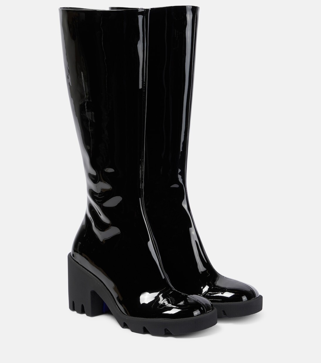 

Лакированные ботинки stride до колена Burberry, черный