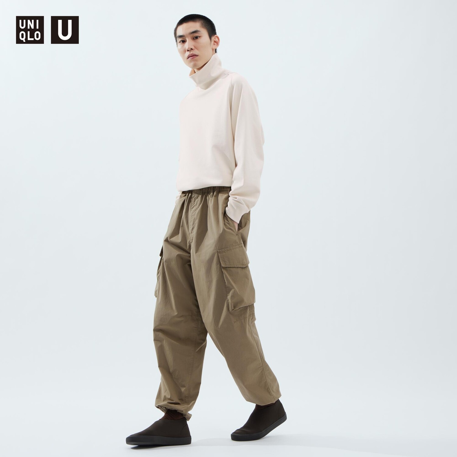 

Брюки-карго парашютного кроя Uniqlo, бежевый