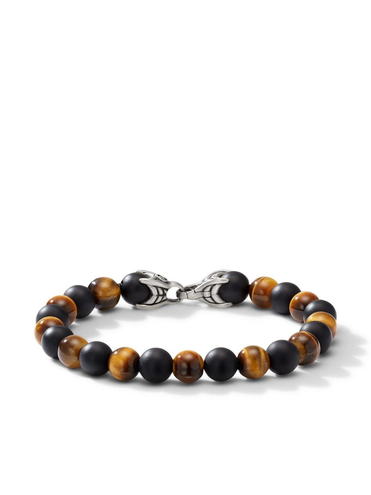 

Браслет Spiritual Beads Alternating с тигровым глазом и ониксом David Yurman, серебряный