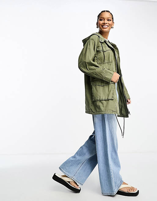 

Удобная парка цвета хаки с четырьмя карманами ASOS DESIGN
