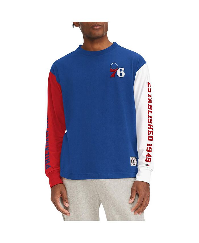 

Мужская футболка с длинным рукавом Royal Philadelphia 76ers Richie Color Block Tommy Jeans, синий