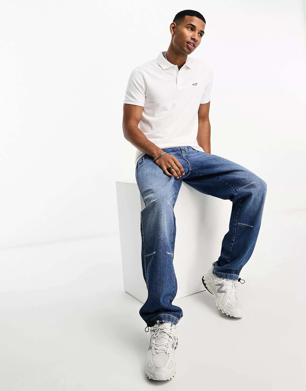 

Белое поло с логотипом Hollister, Белый