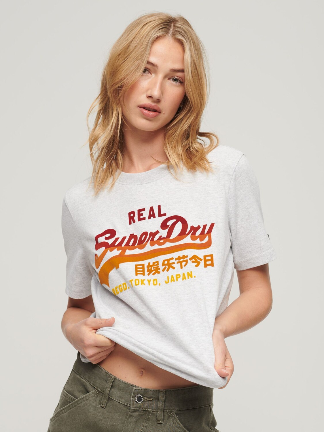 

Футболка с винтажным логотипом в тон Superdry, чешуйчатый серый мергель
