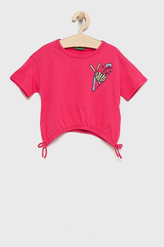 

Детская хлопковая футболка United Colors of Benetton, розовый