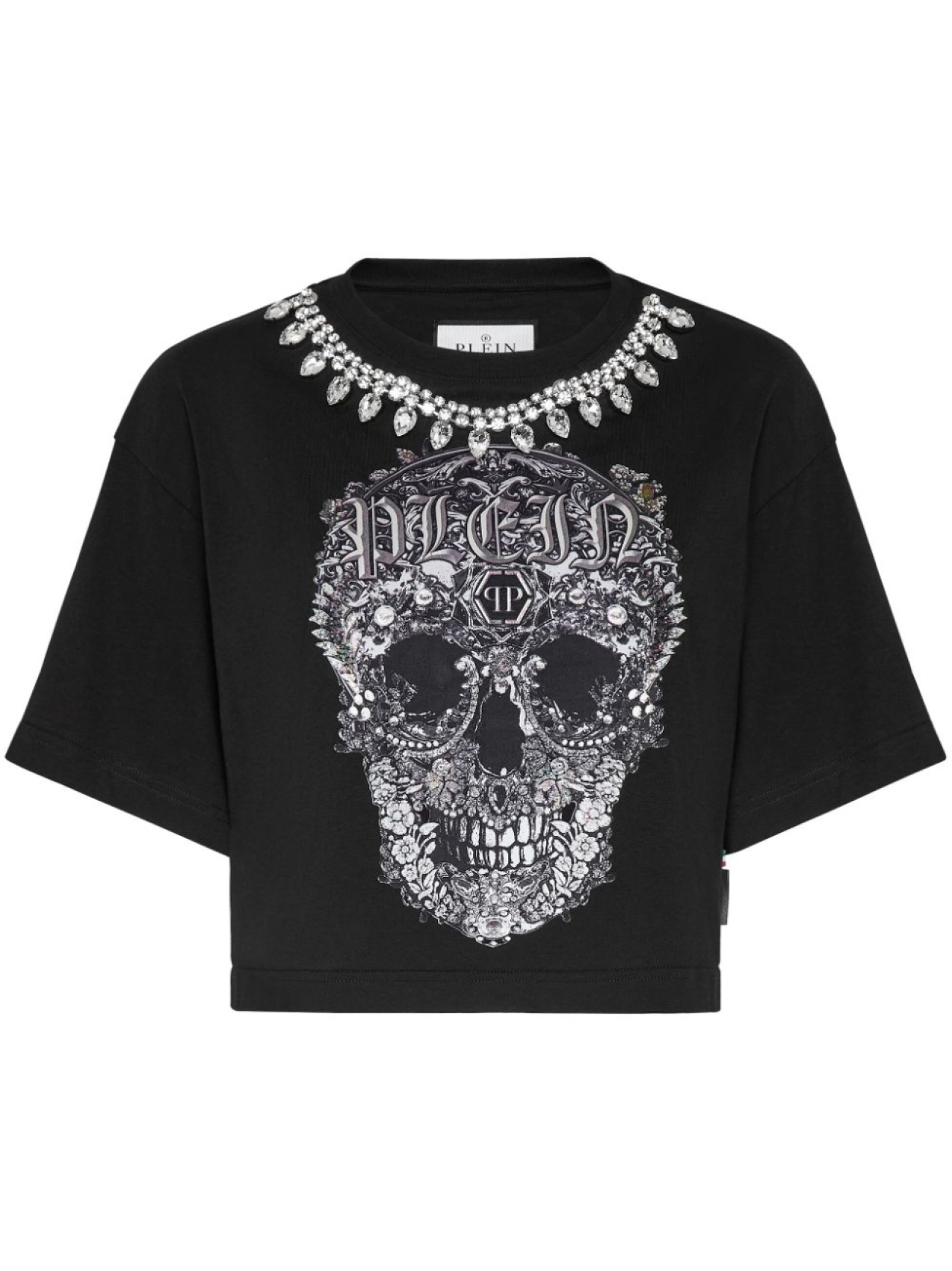 

Philipp Plein укороченная футболка с декором Baroque Skull, черный