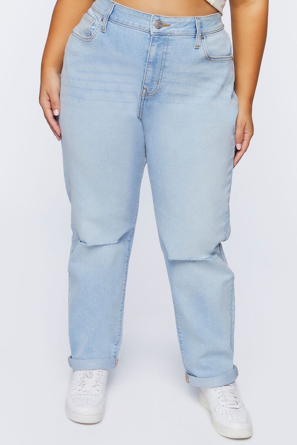 Мешковатые потертые джинсы больших размеров Forever 21, деним