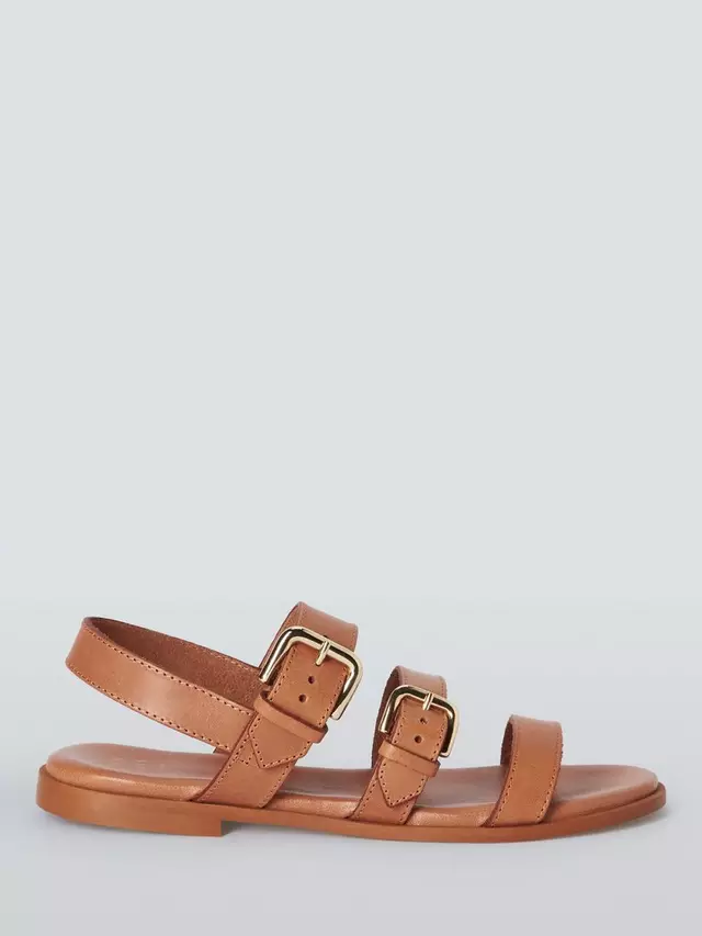 

Сандалии John Lewis John Lewis Lisa Leather Triple Buckle Flat, цвет tan