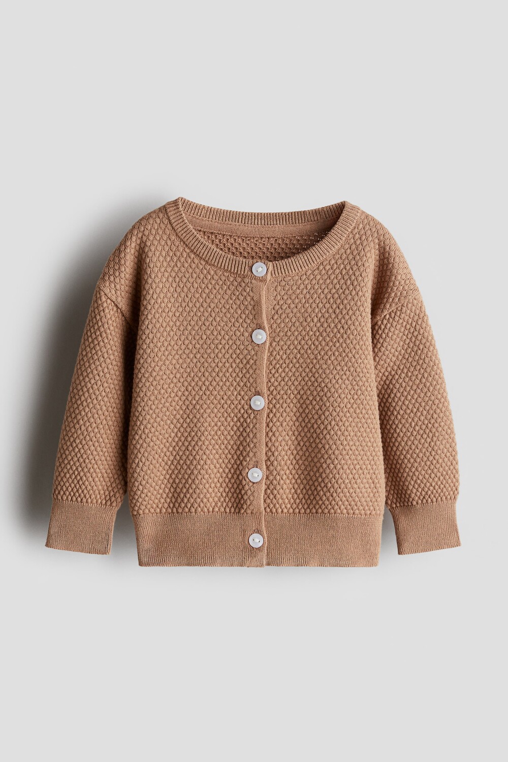 

Хлопковый кардиган узорной вязки H&M, коричневый
